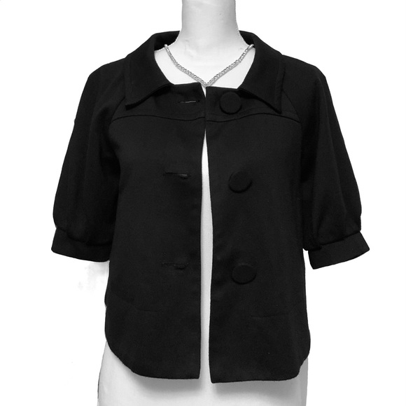 Black NECESSARY OBJECTS Button Peplum Swing Jacket NWOT - Picture 2 of 8